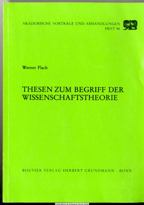 Thesen zum Begriff der Wissenschaftstheorie