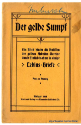 Der gelbe Sumpf : Ein Blick hinter die Kulissen d. gelben Arbeiter-Vereine durch Einsichtnahme in einige Lebius-Briefe