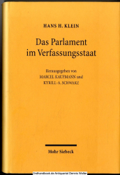 Das Parlament im Verfassungsstaat : ausgewählte Beiträge